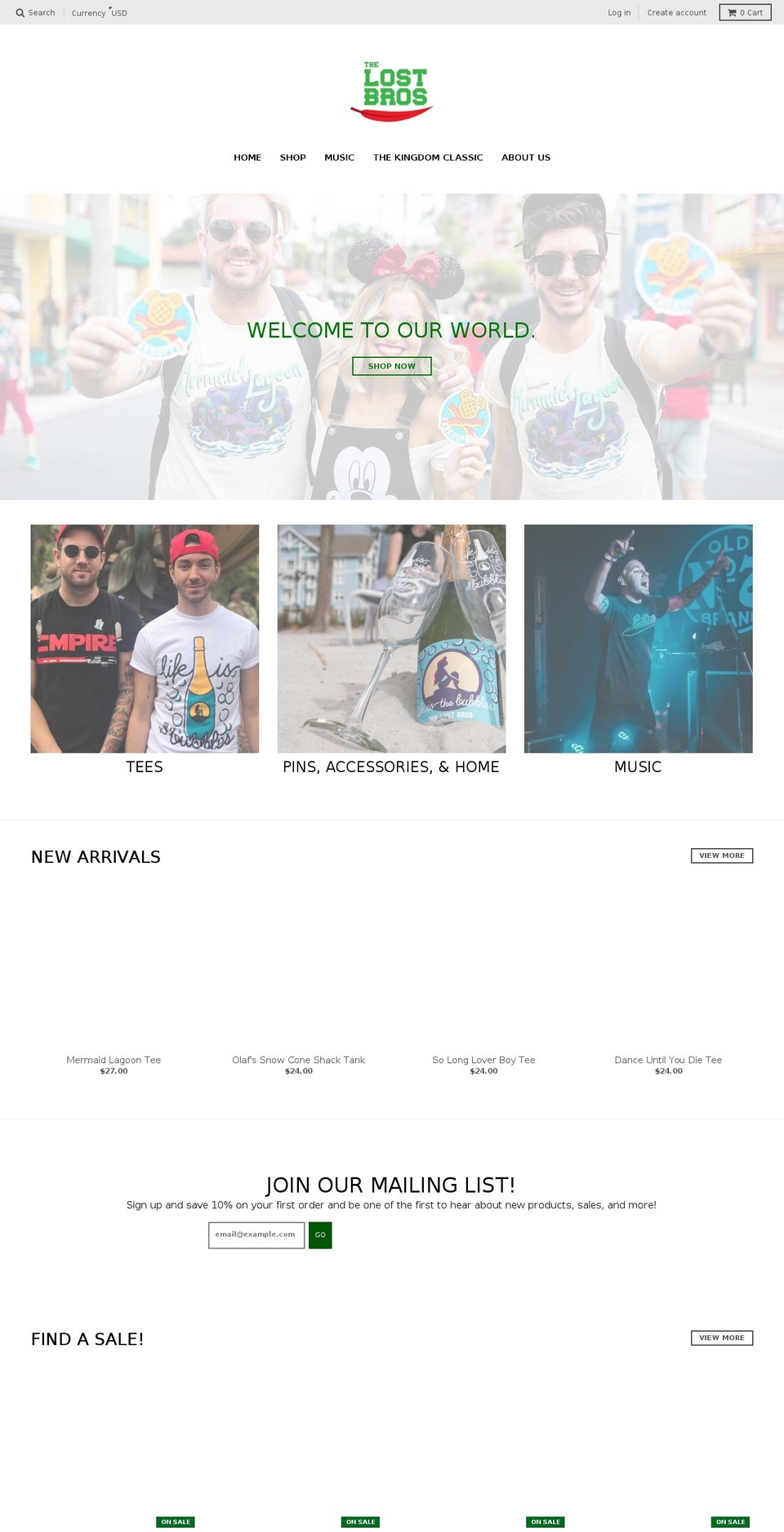 thelostbros.net shopify website screenshot