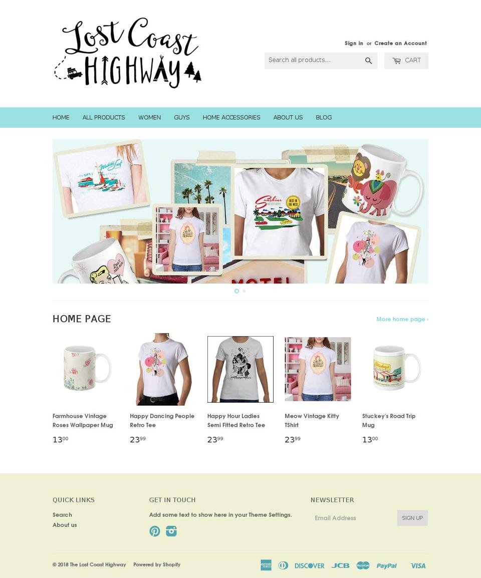 thelostcoasthighway.com shopify website screenshot