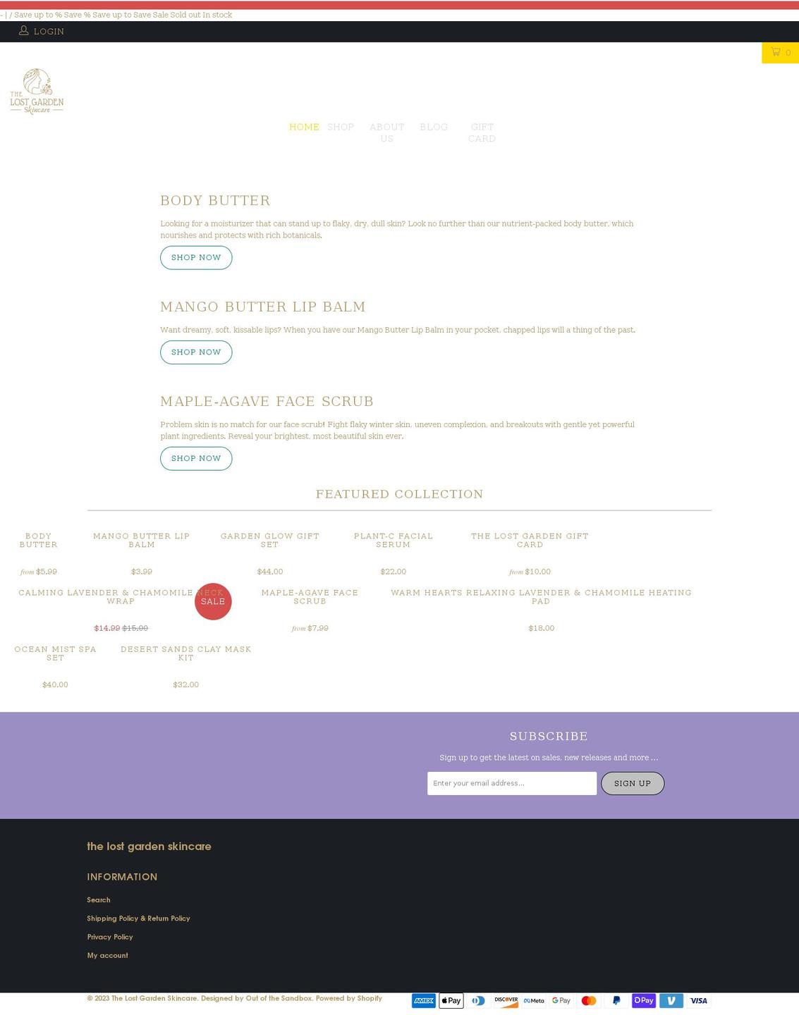 thelostgardenskincare.com shopify website screenshot