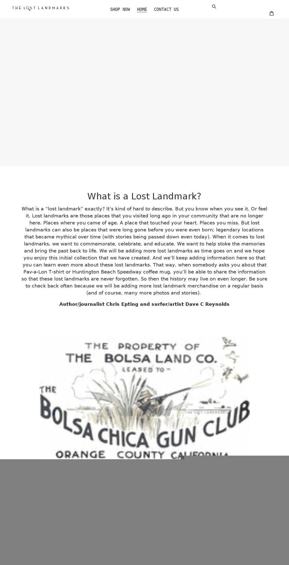thelostlandmarks.com shopify website screenshot