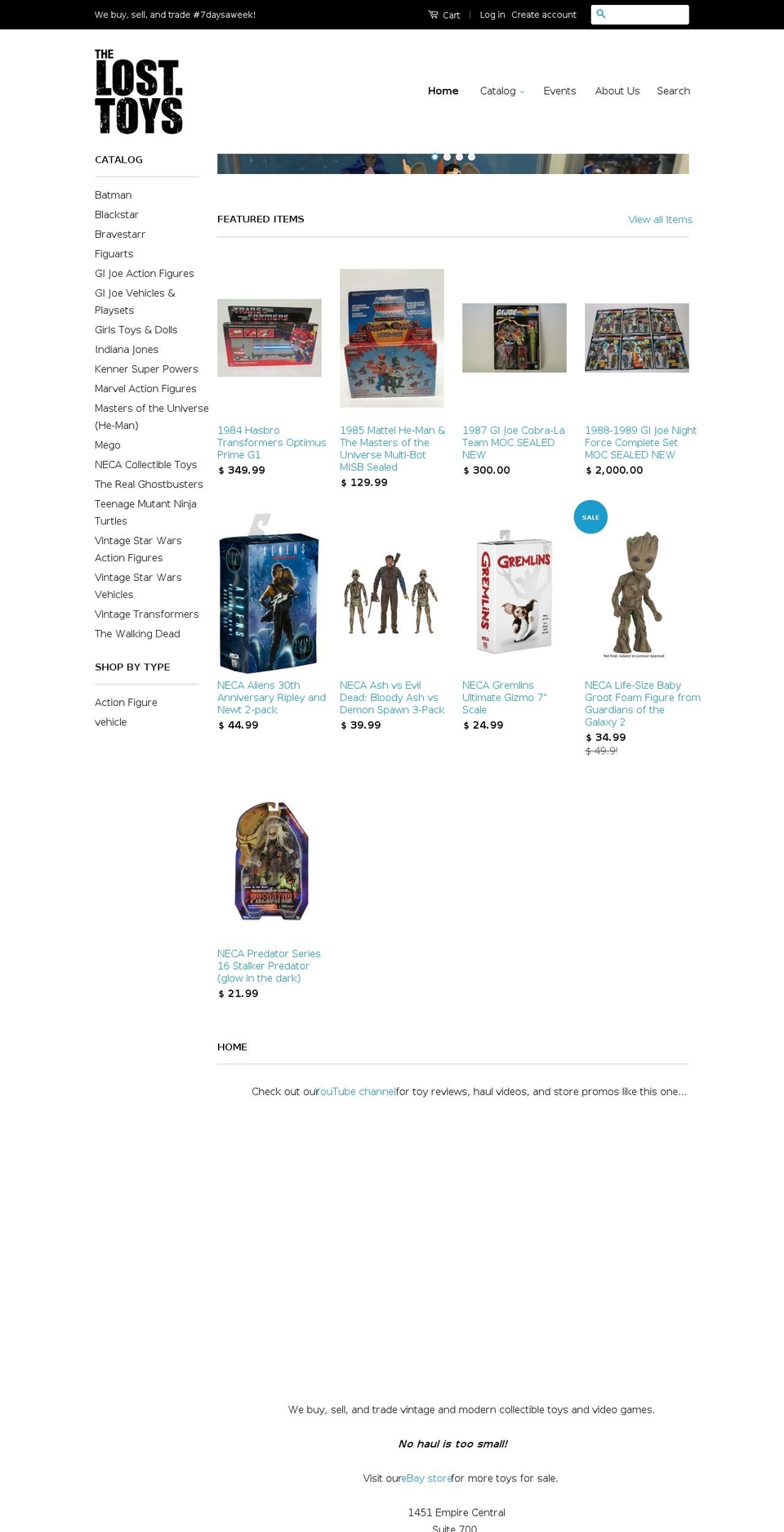 thelosttoys.net shopify website screenshot