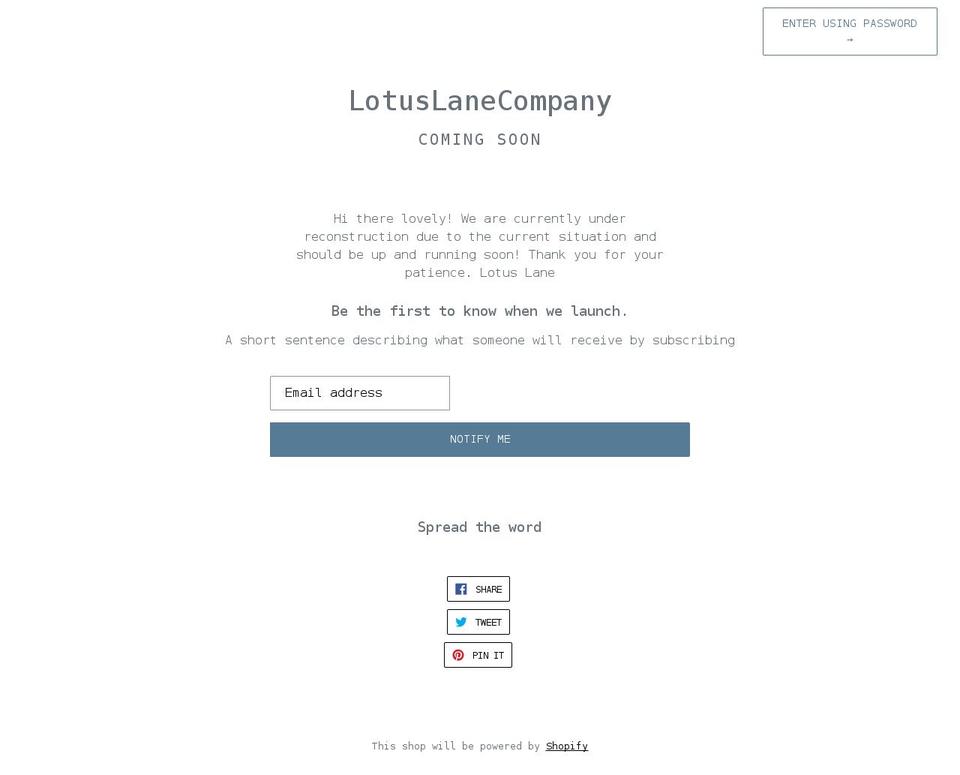 thelotuslane.com shopify website screenshot