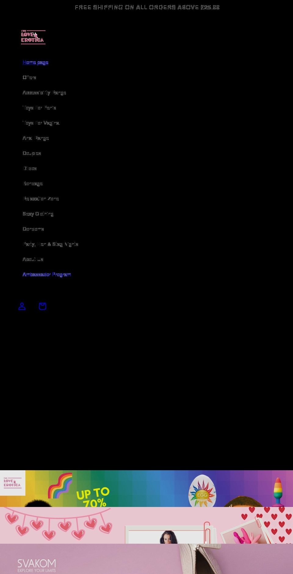 theloveerotica.com shopify website screenshot