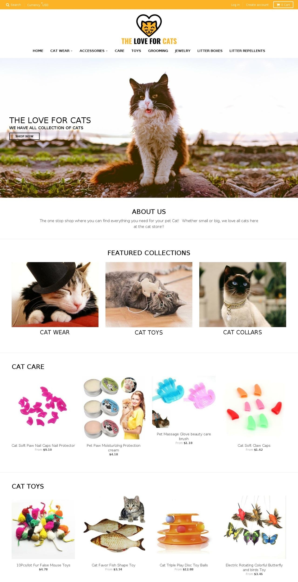 theloveforcats.com — Shopify storefront screenshot