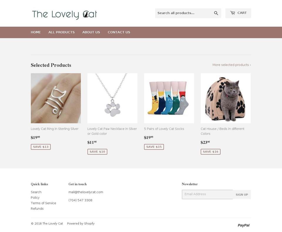 thelovelycat.com — Shopify storefront screenshot