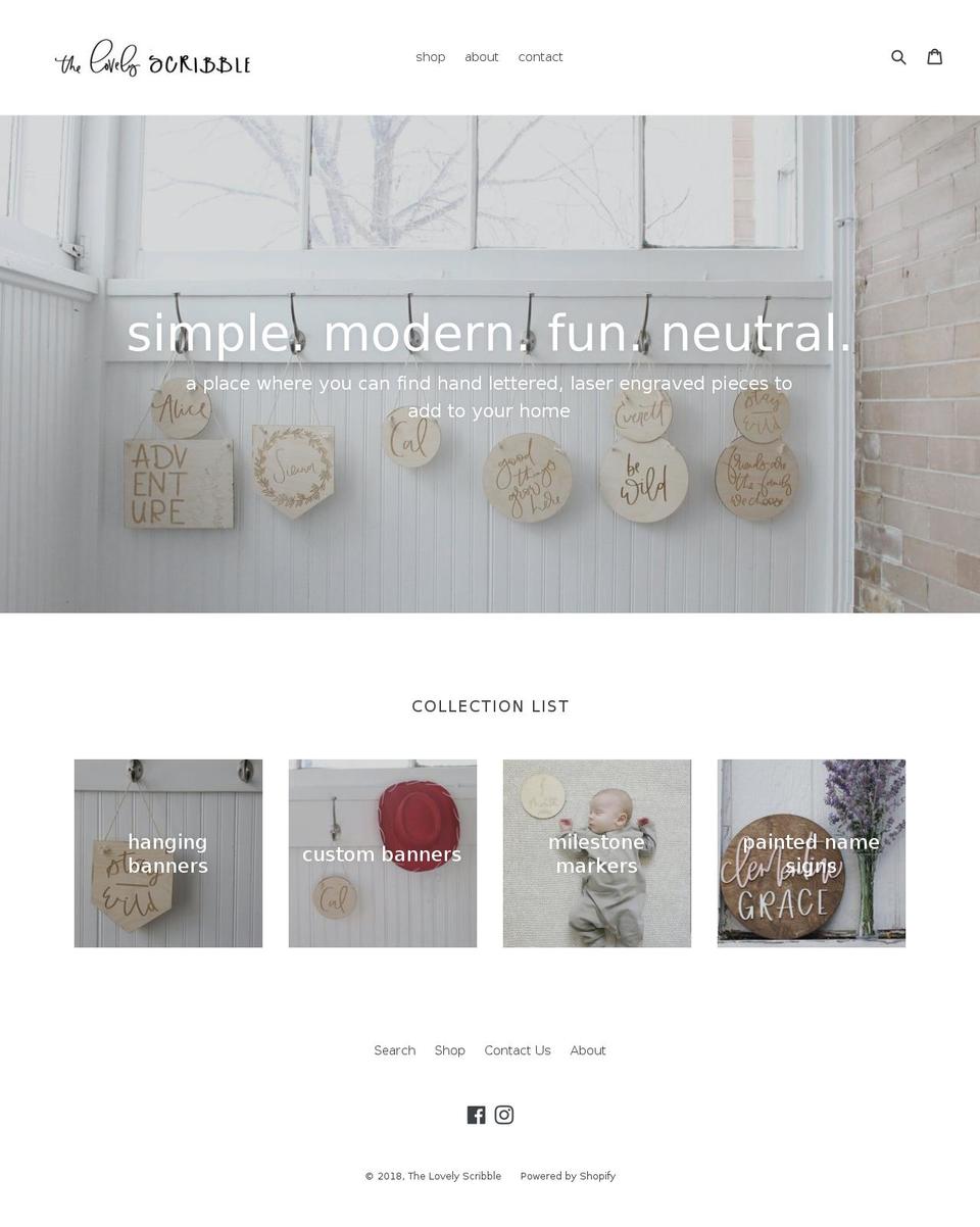 thelovelyscribble.com — Shopify storefront screenshot