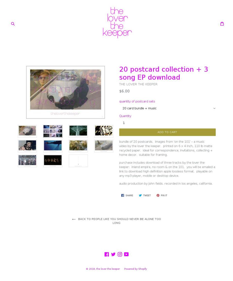 theloverthekeeper.com — Shopify storefront screenshot