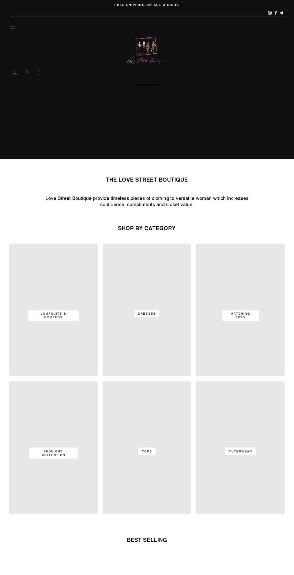 thelovestreetboutique.com shopify website screenshot