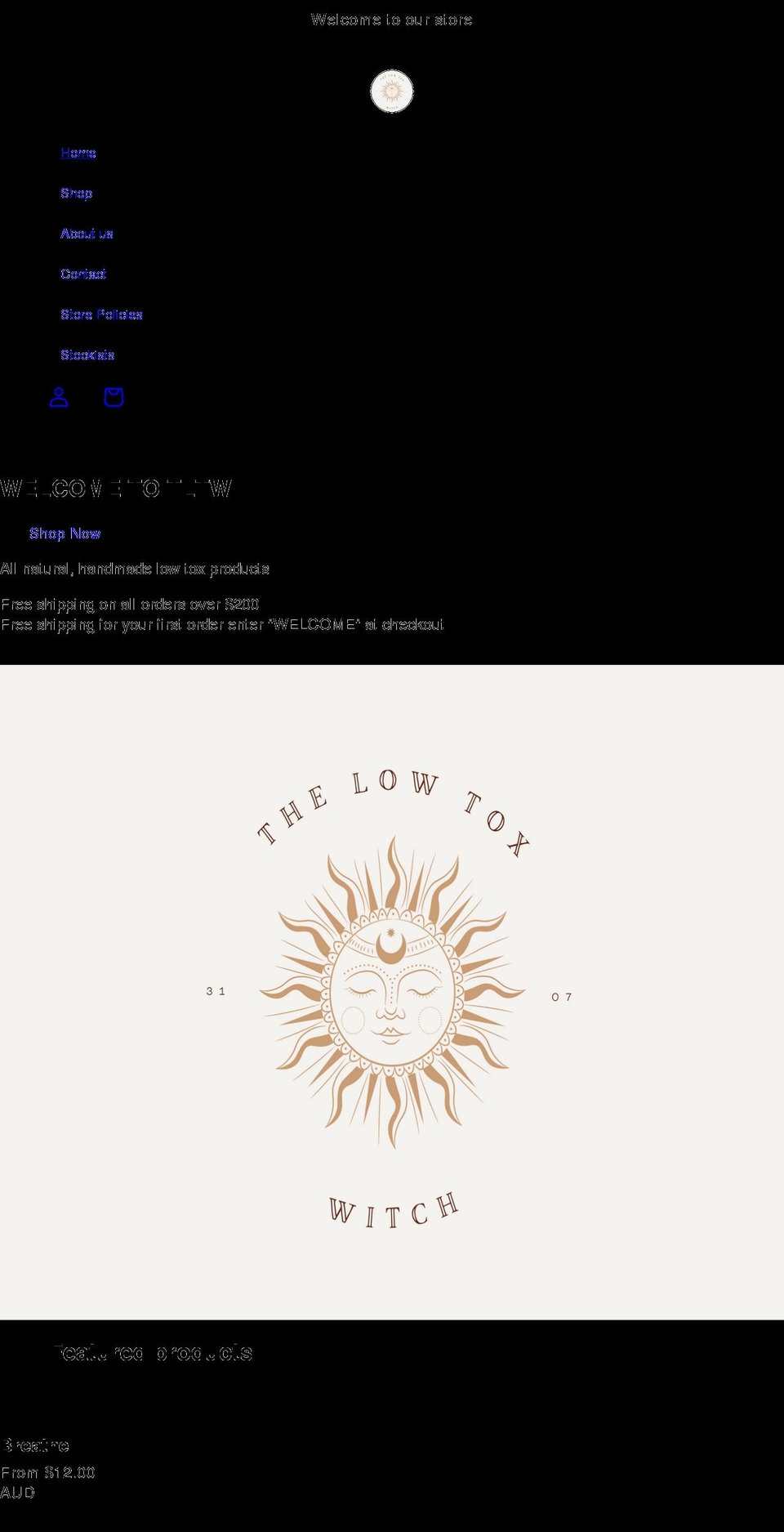 thelowtoxwitch.com shopify website screenshot