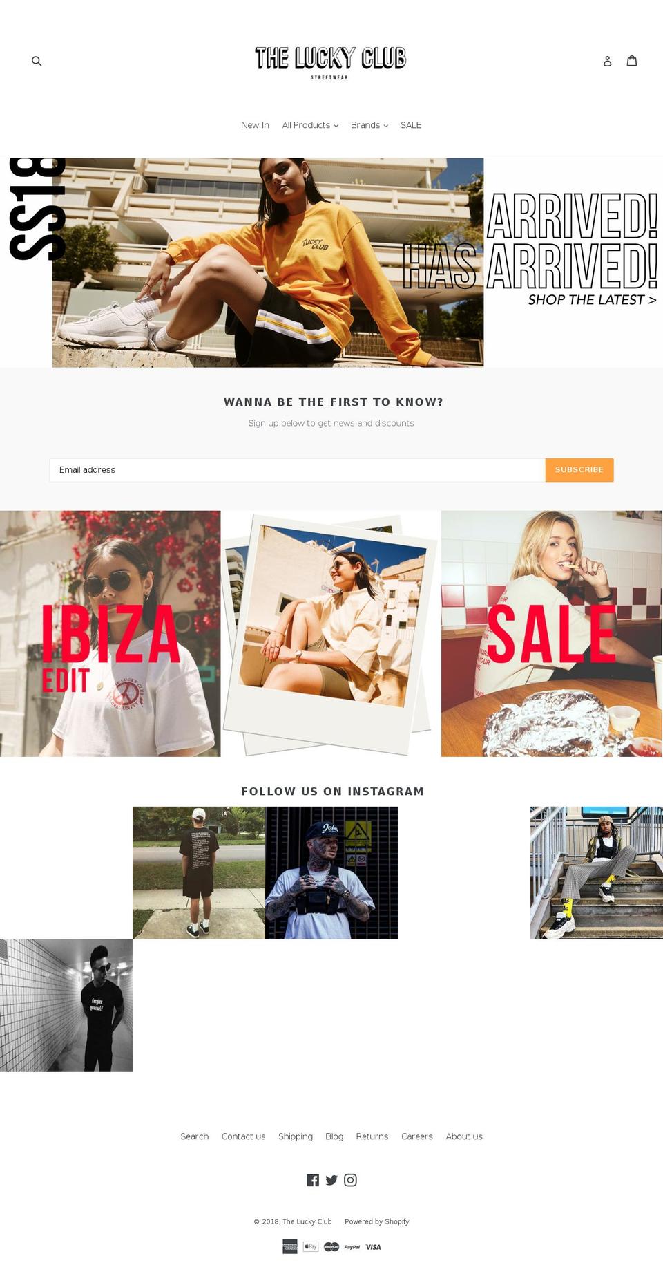 theluckyclub.com — Shopify storefront screenshot