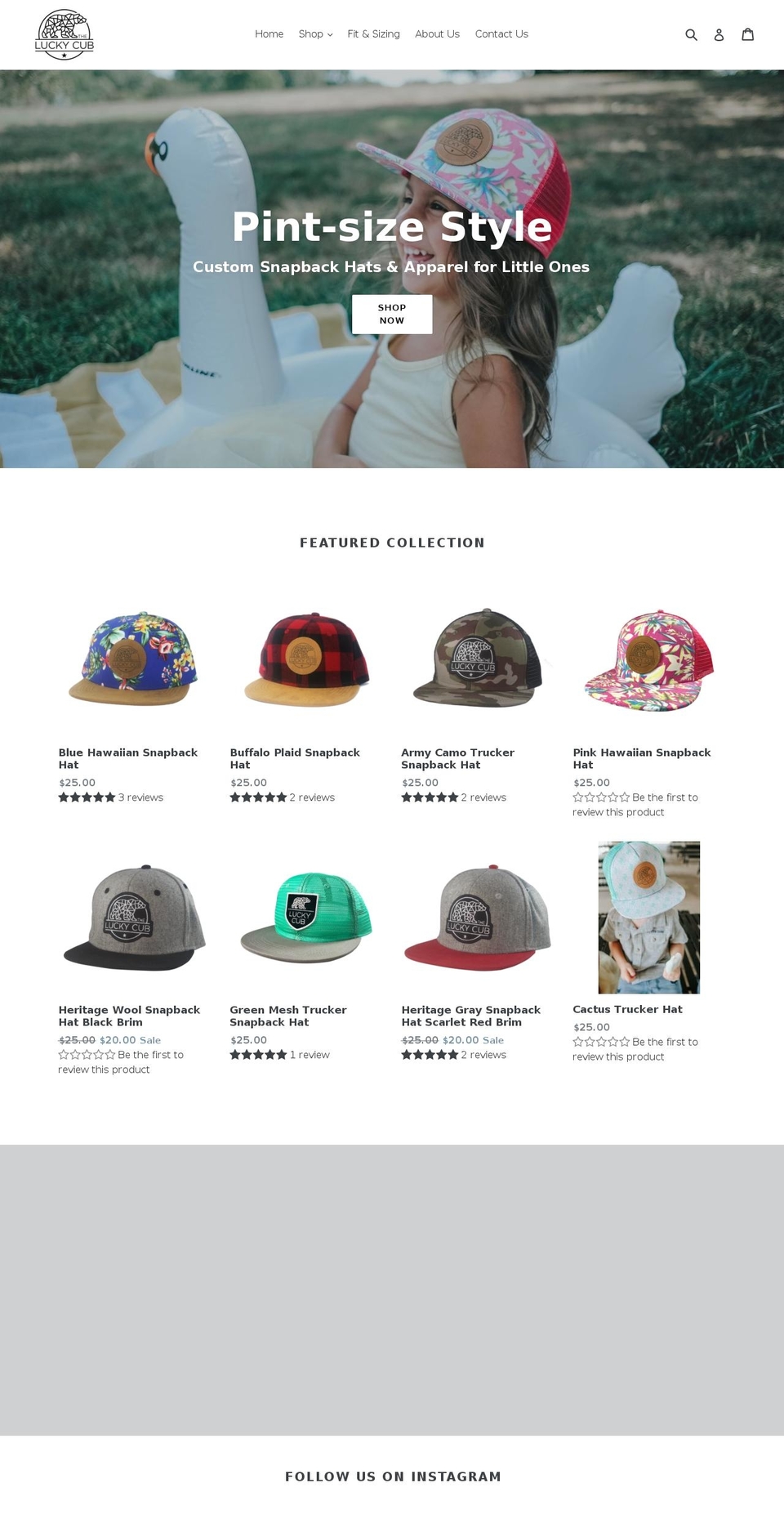 theluckycub.com — Shopify storefront screenshot