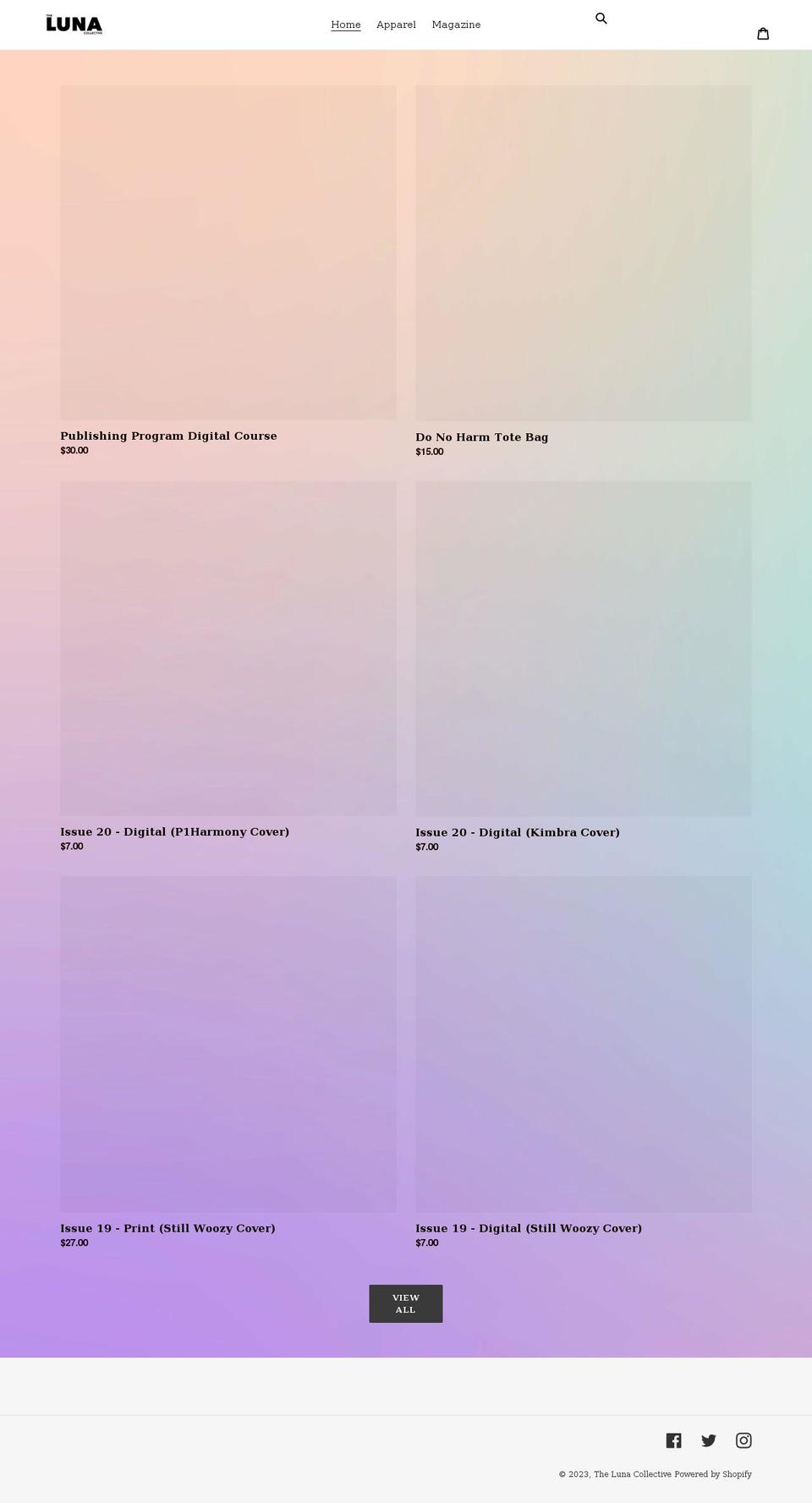 thelunacollective.shop shopify website screenshot