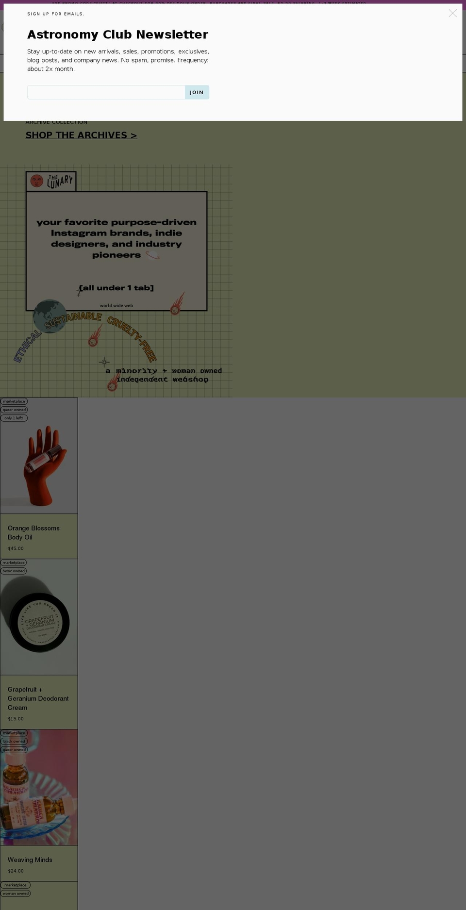 thelunary.com shopify website screenshot