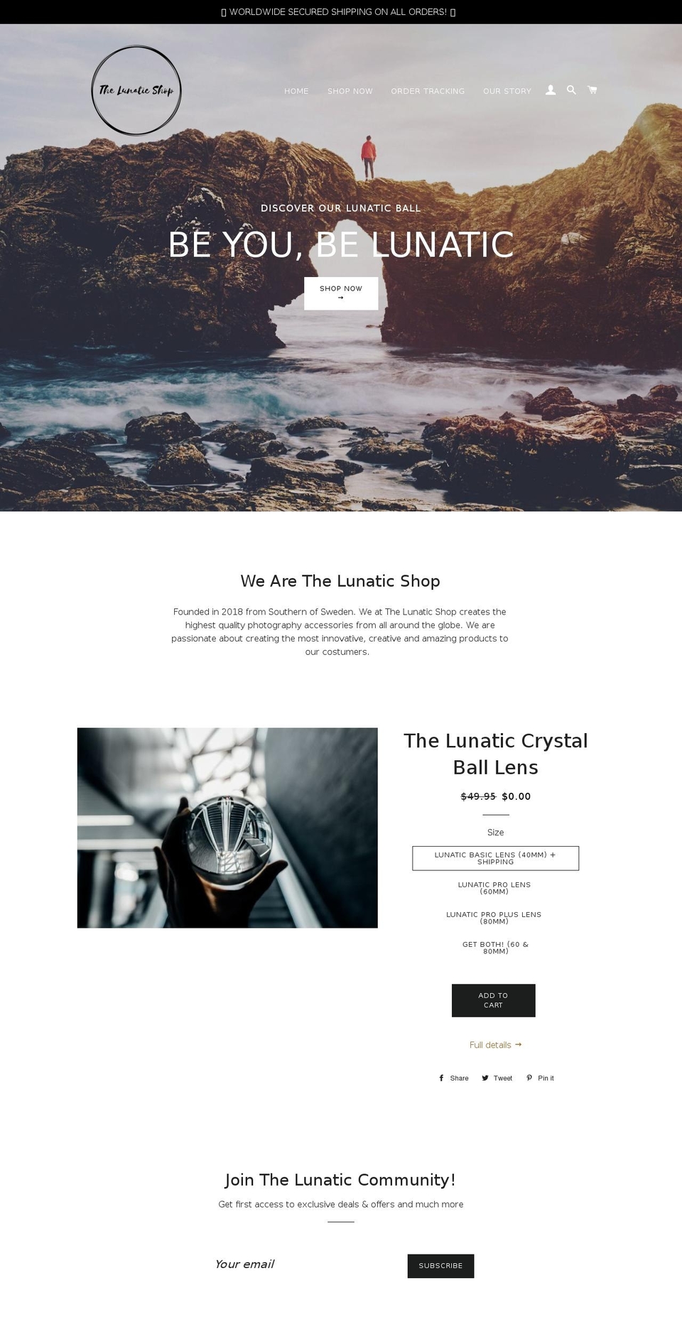 thelunaticshop.com shopify website screenshot