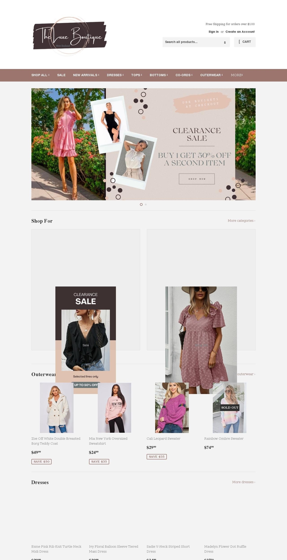 theluxeboutique.co.nz shopify website screenshot