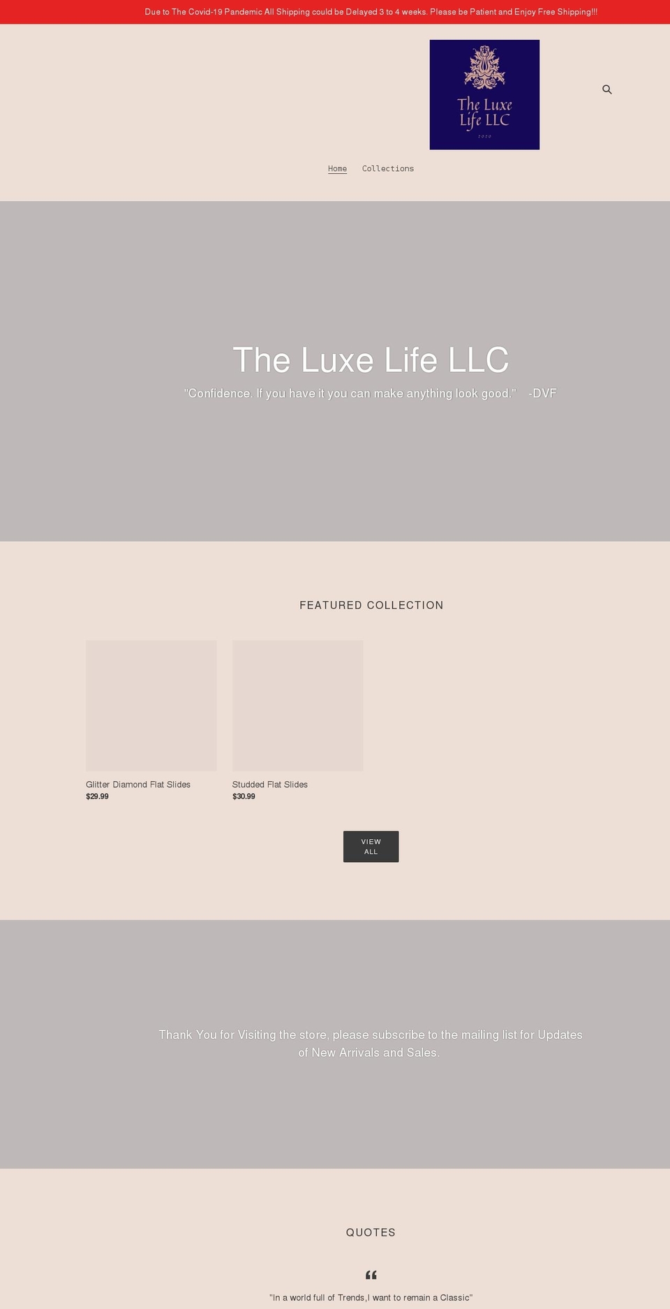 theluxelifeshop.com shopify website screenshot