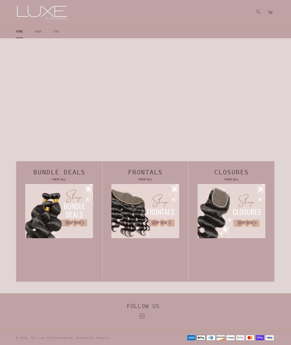 theluxeplatinumbrand.com shopify website screenshot