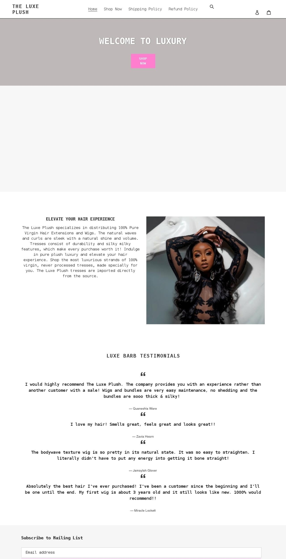 theluxeplush.store shopify website screenshot