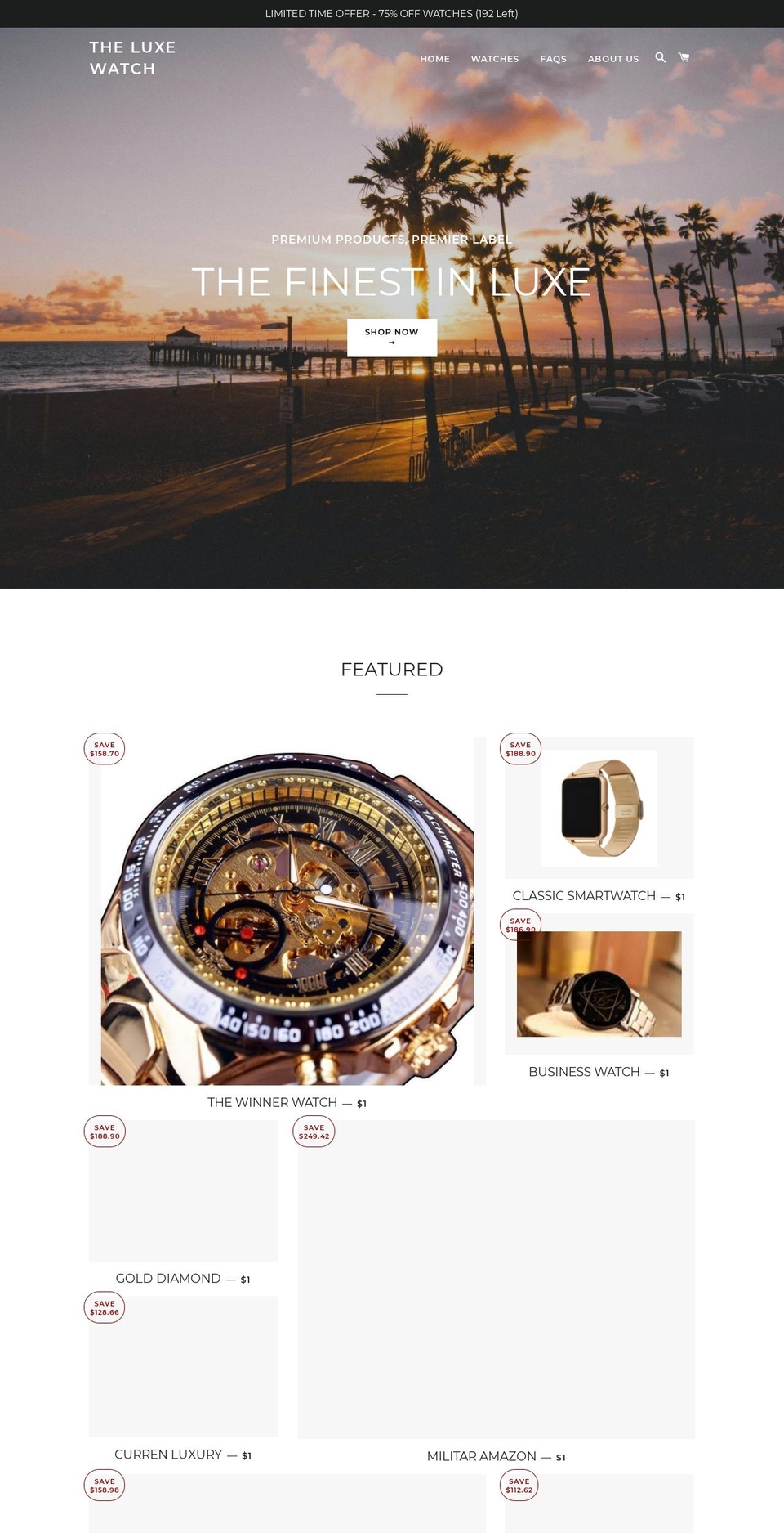theluxewatch.com — Shopify storefront screenshot