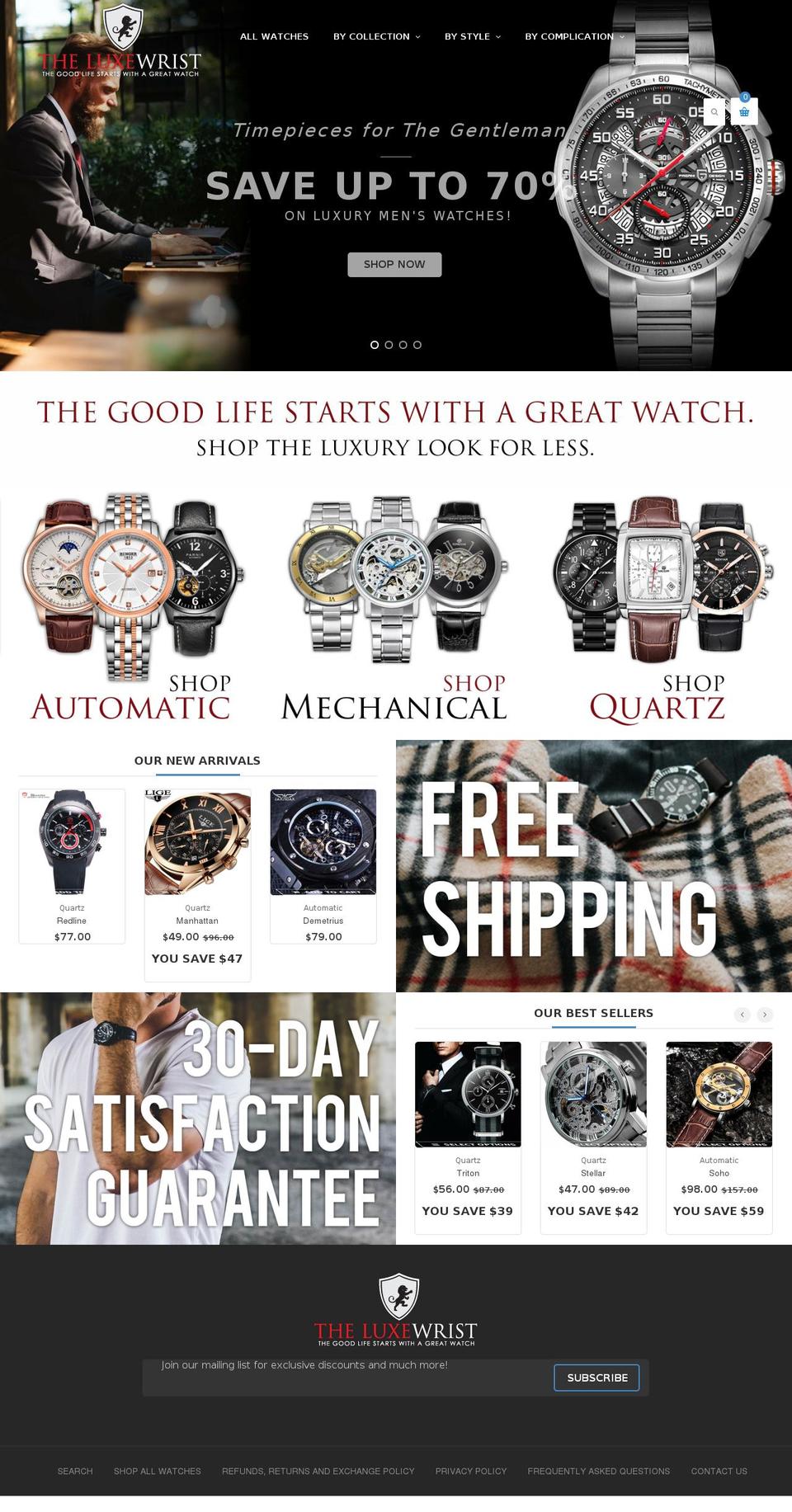 theluxewrist.com — Shopify storefront screenshot