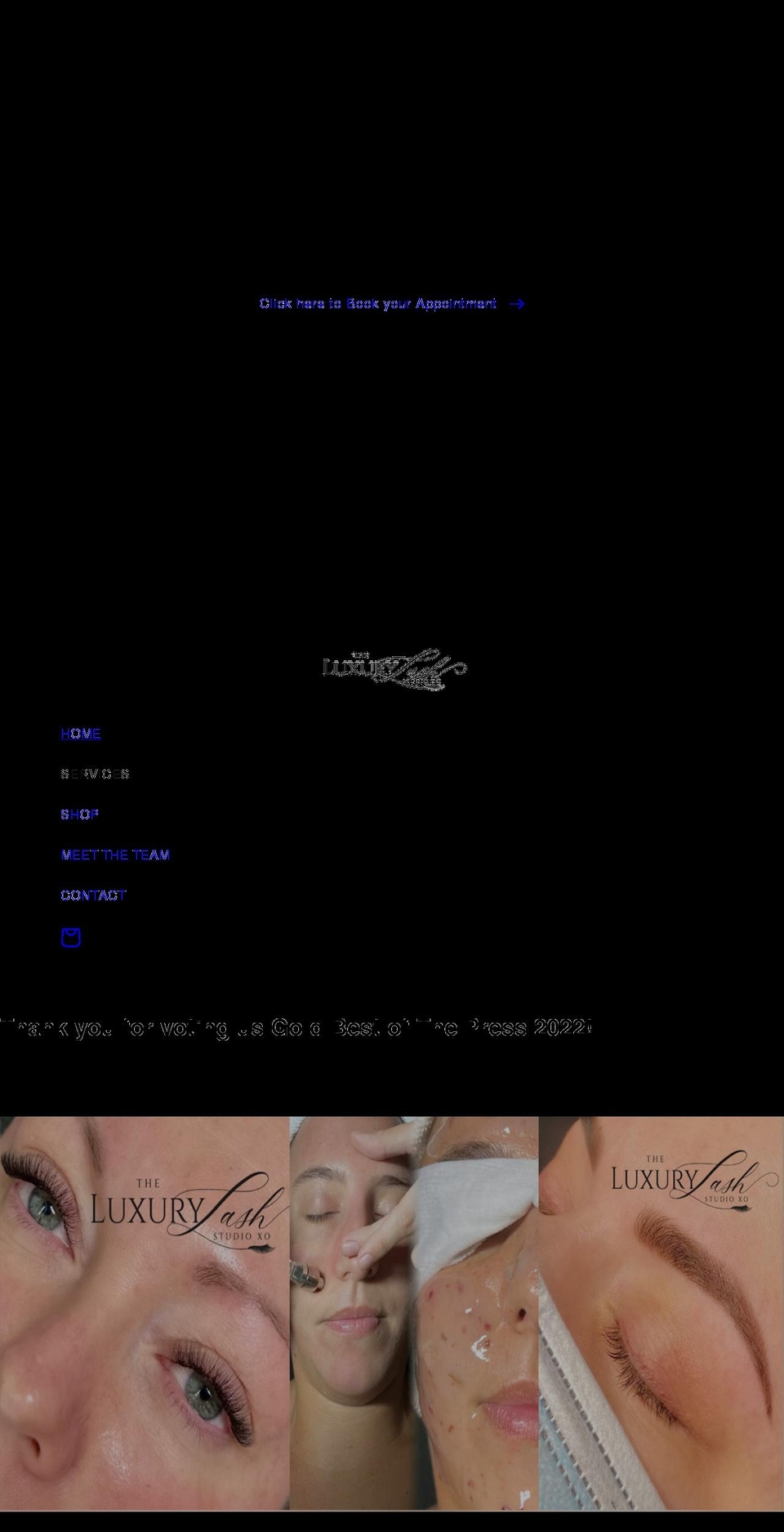 theluxurylashstudioxo.com shopify website screenshot