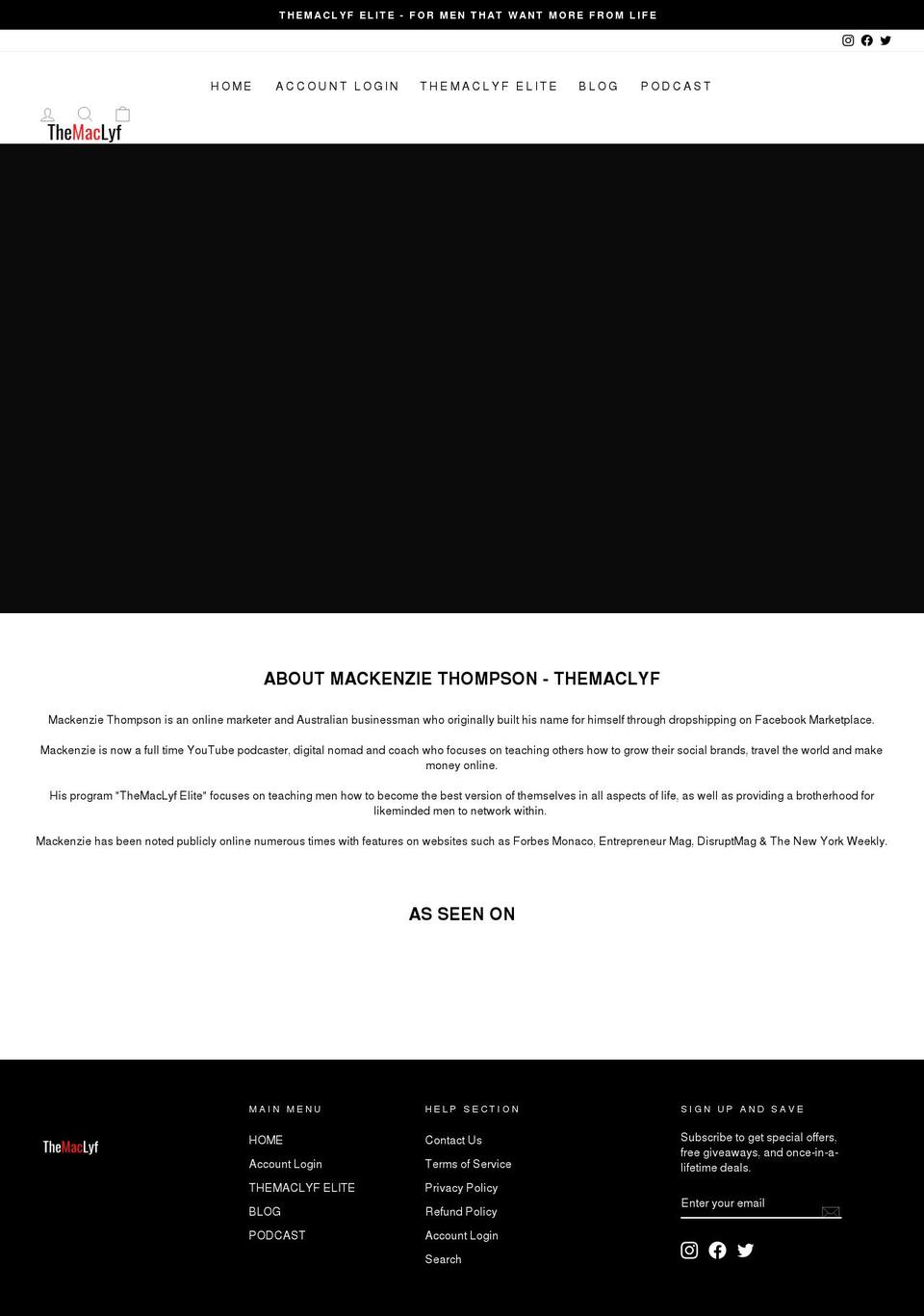 themaclyf.com shopify website screenshot