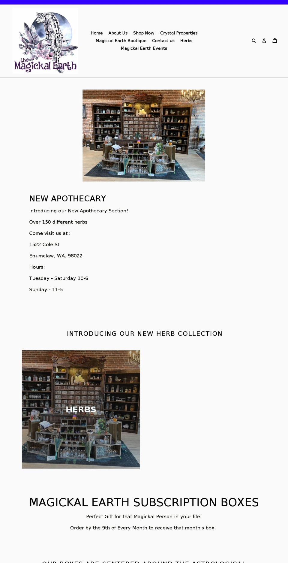 themagickalearth.com — Shopify storefront screenshot