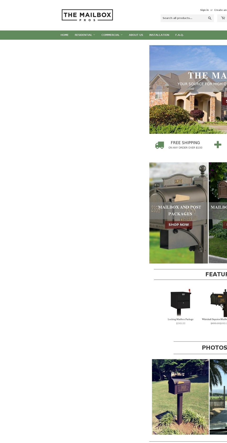 themailboxprofessionals.com — Shopify storefront screenshot
