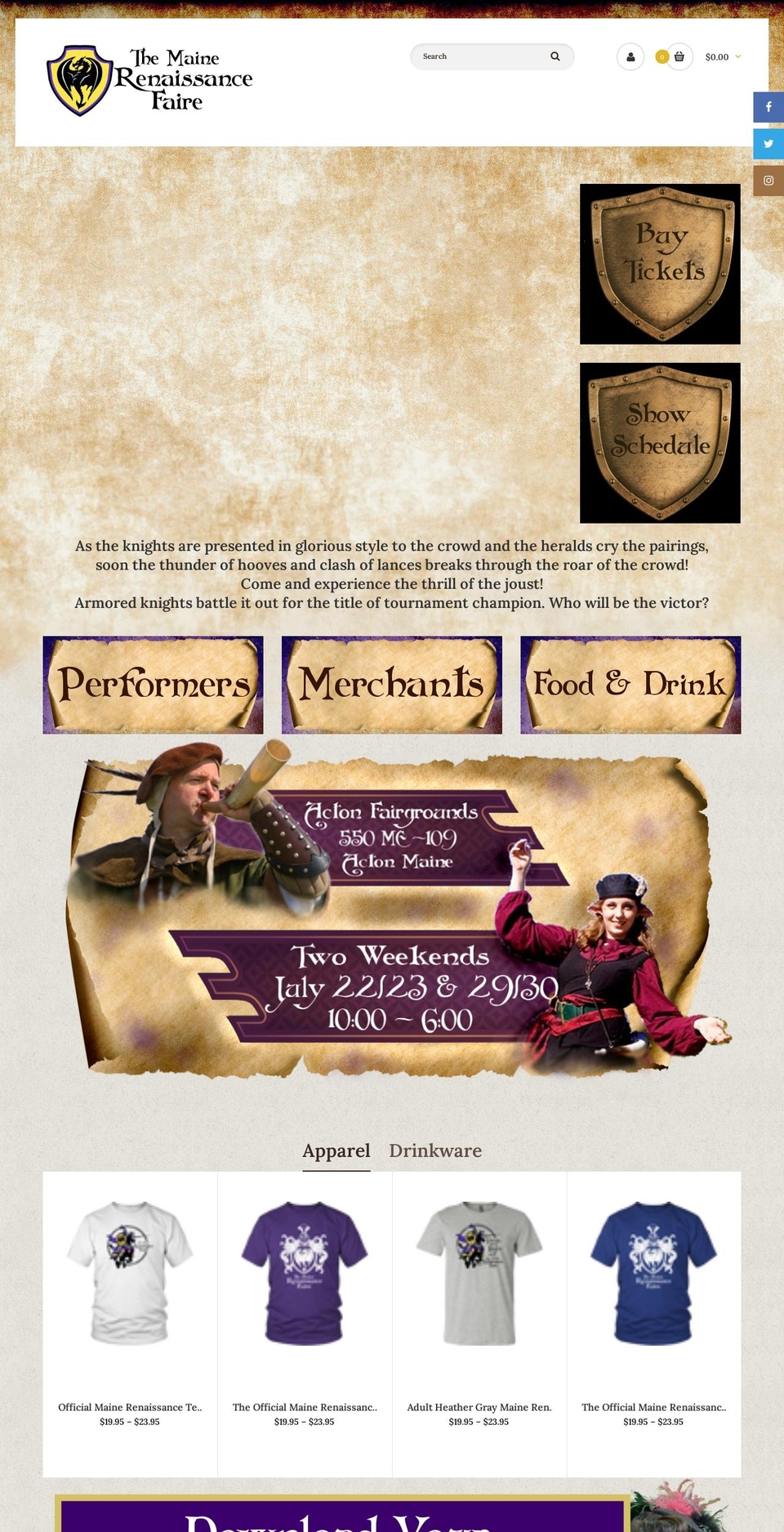 themainerenfaire.com shopify website screenshot