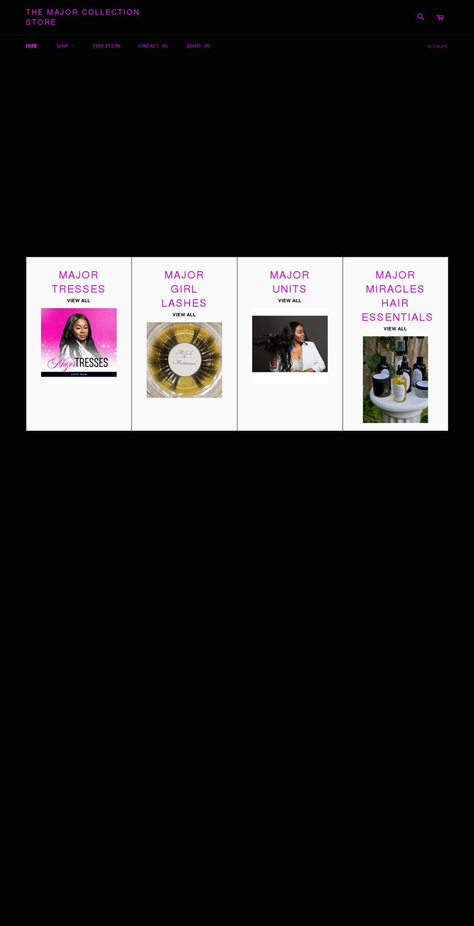 themajorcollectionstore.com shopify website screenshot