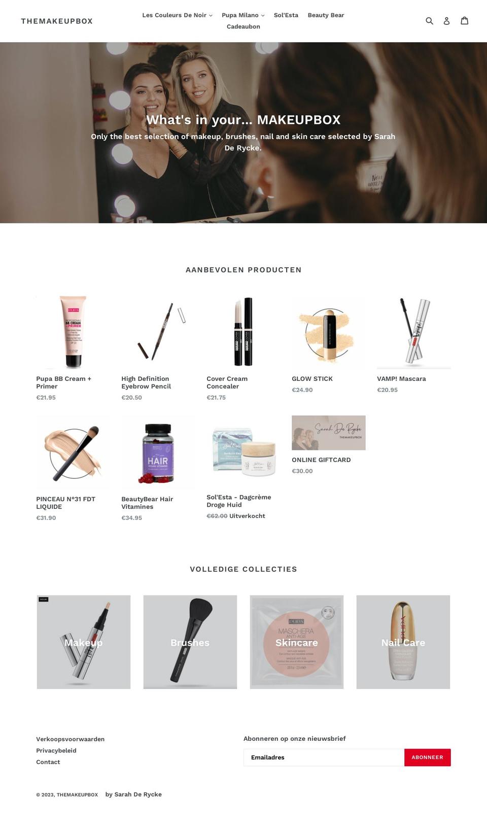 themakeupbox.be shopify website screenshot