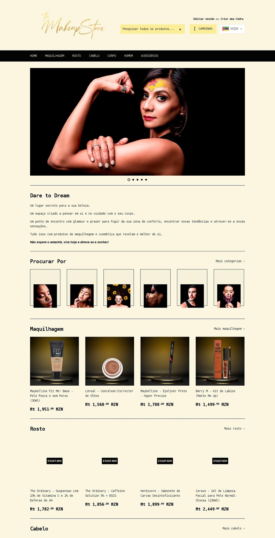 themakeupstore.net shopify website screenshot