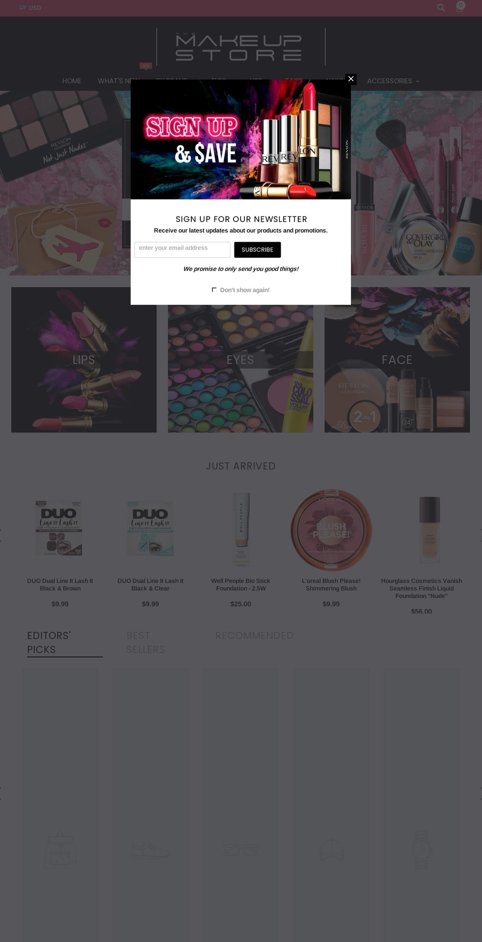 themakeupstoreonline.com — Shopify storefront screenshot