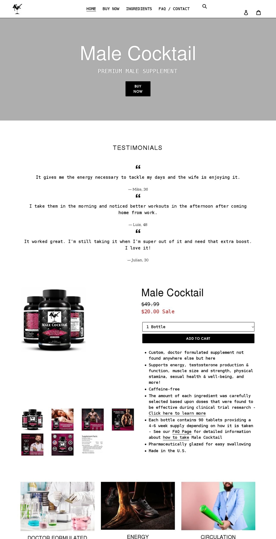 themalecocktail.com shopify website screenshot