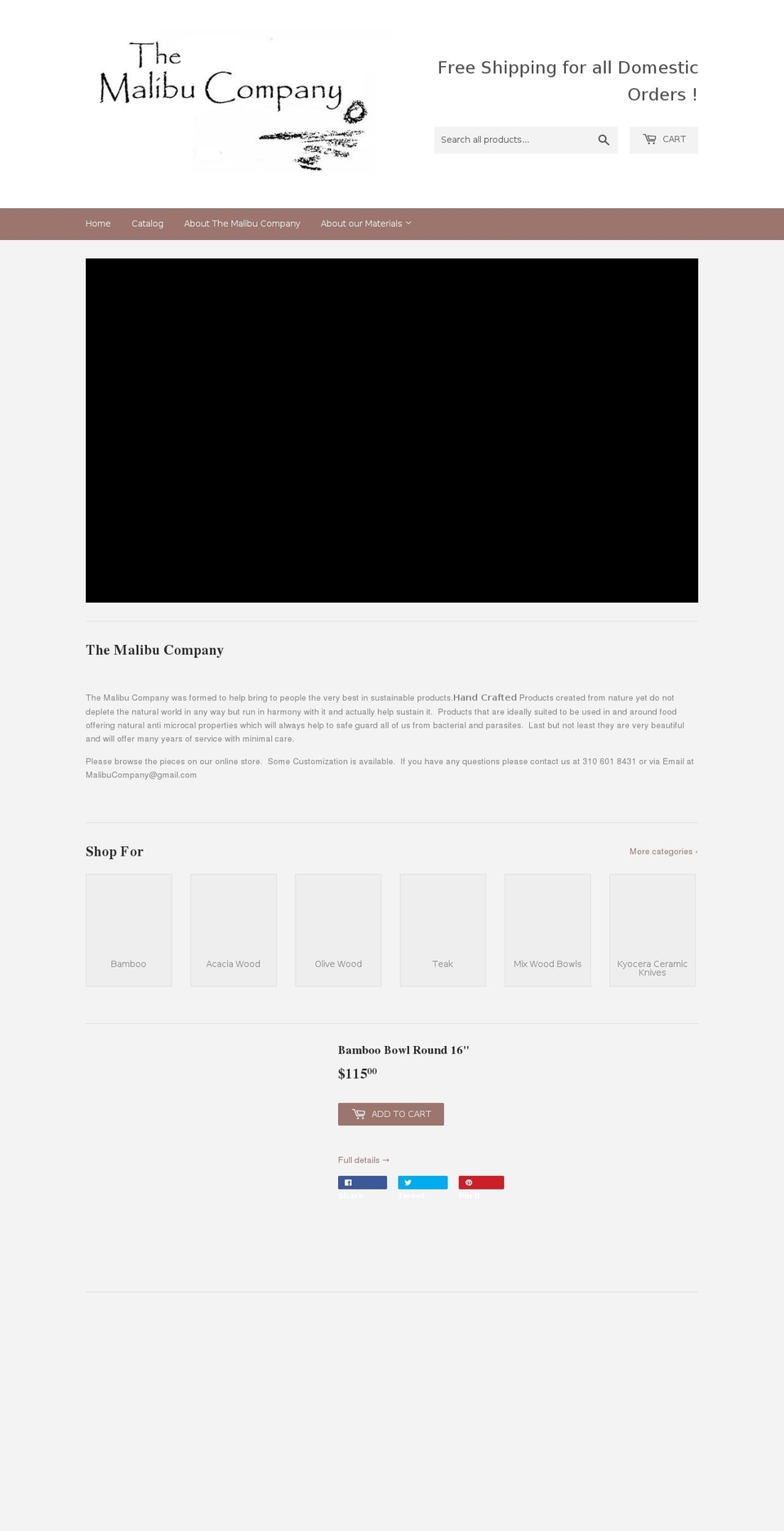 themalibucompany.co shopify website screenshot