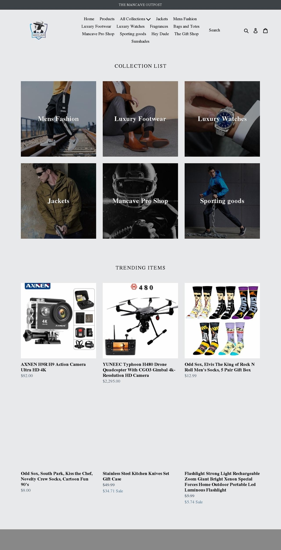 themancaveoutpost.com shopify website screenshot