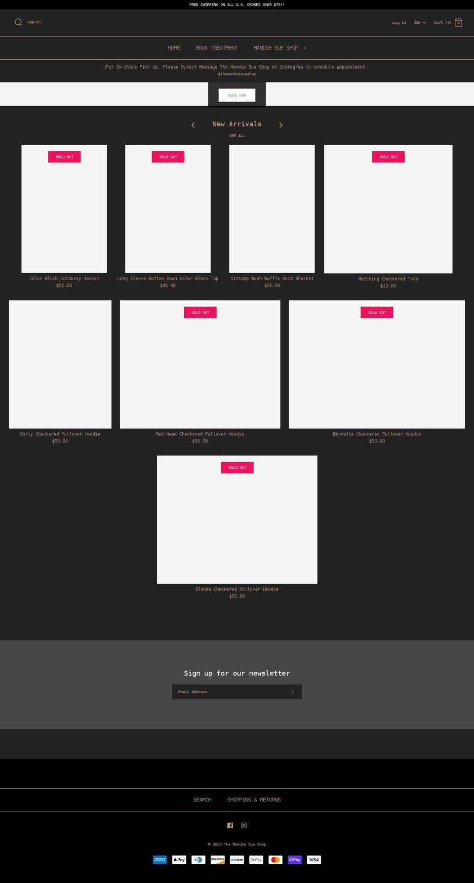themandiesueshop.com shopify website screenshot