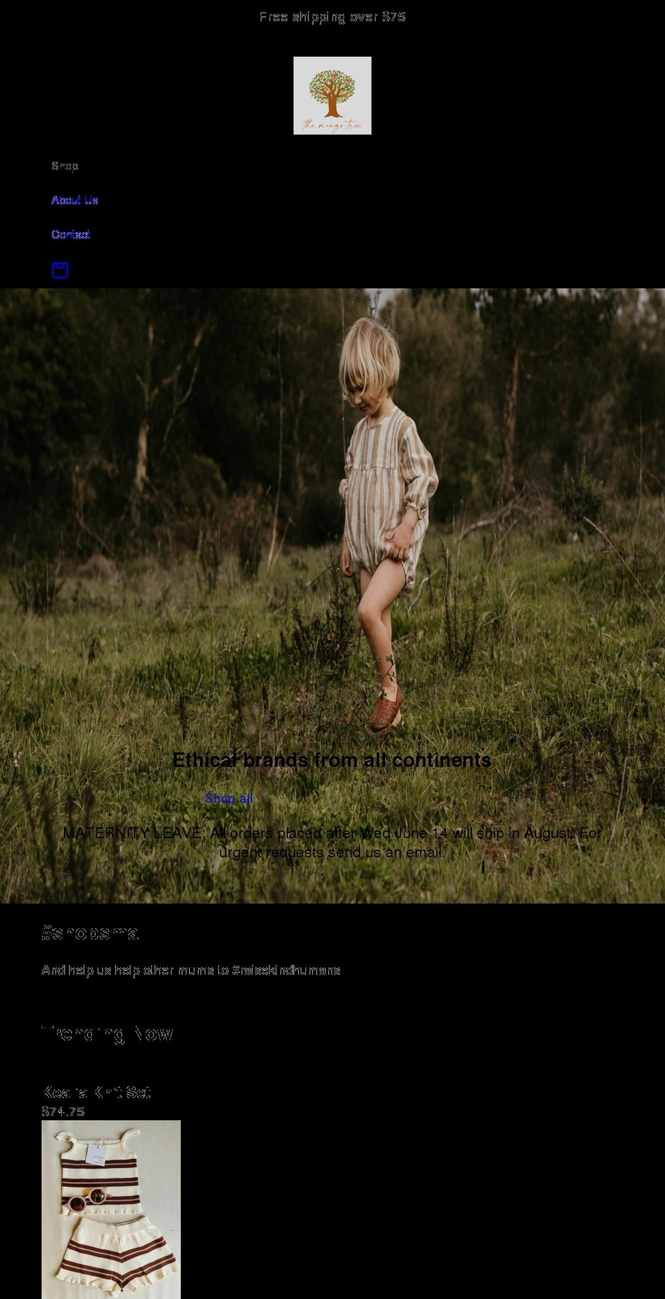 themangotreeshop.com shopify website screenshot