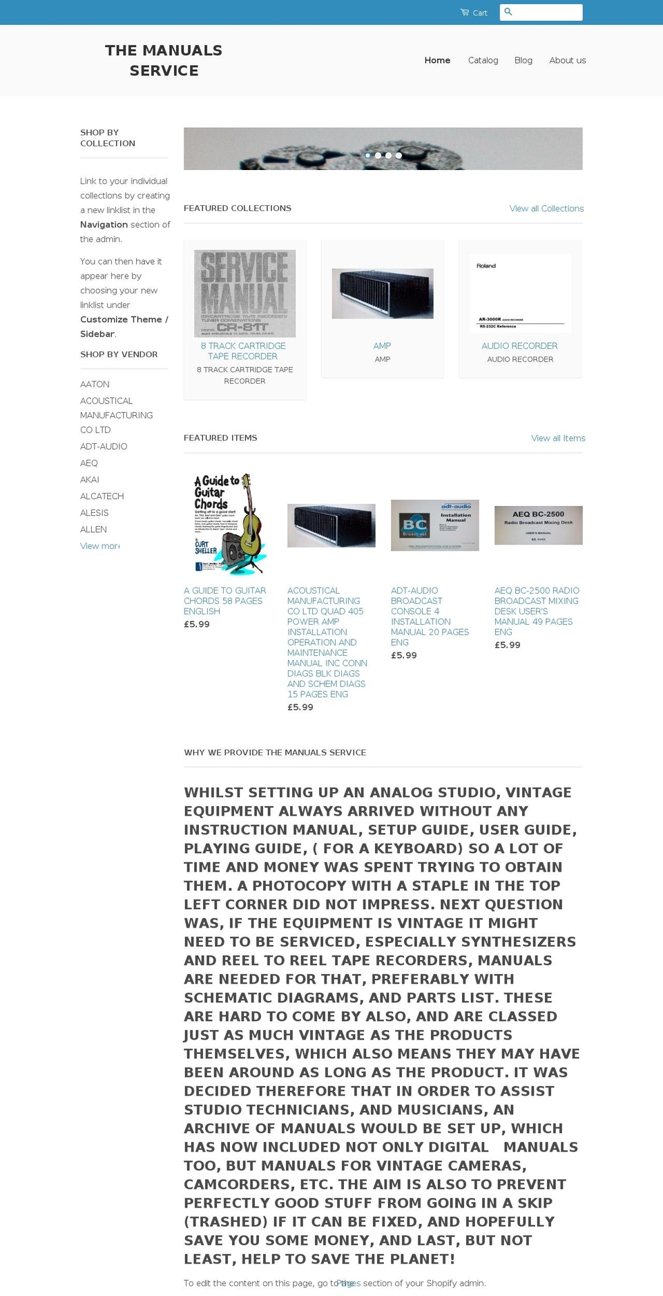 themanualservice.net shopify website screenshot