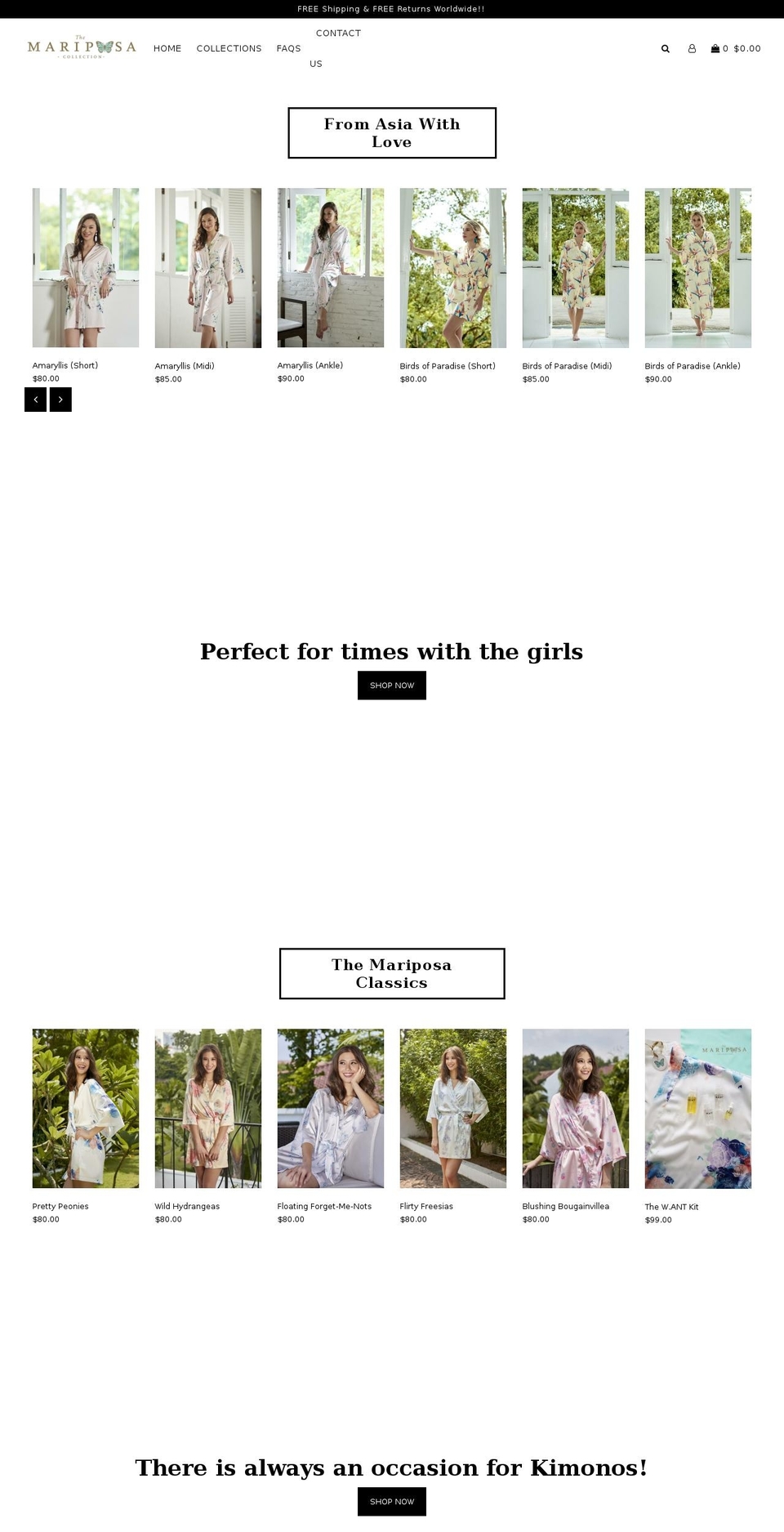 themariposacollection.com — Shopify storefront screenshot