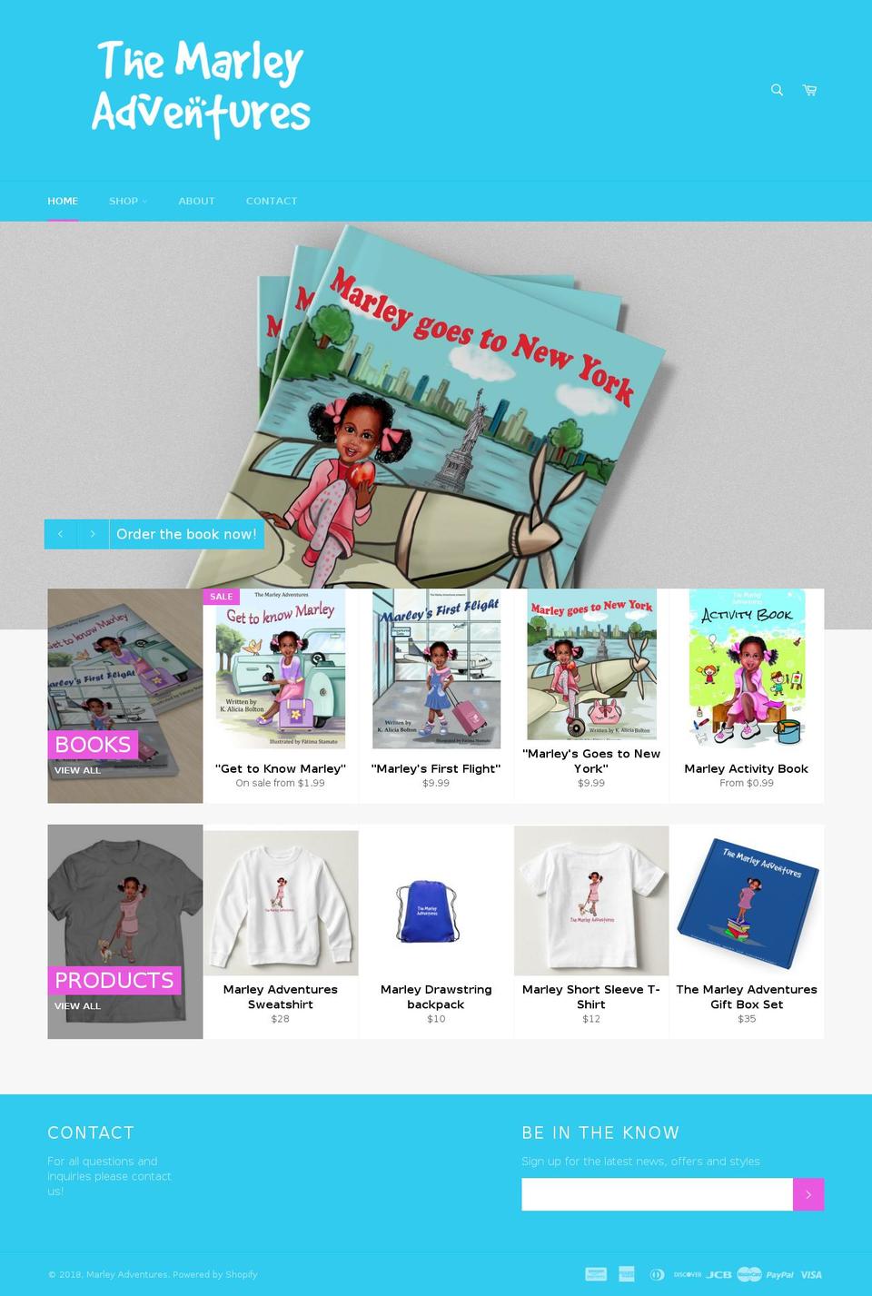 themarleyadventures.com shopify website screenshot