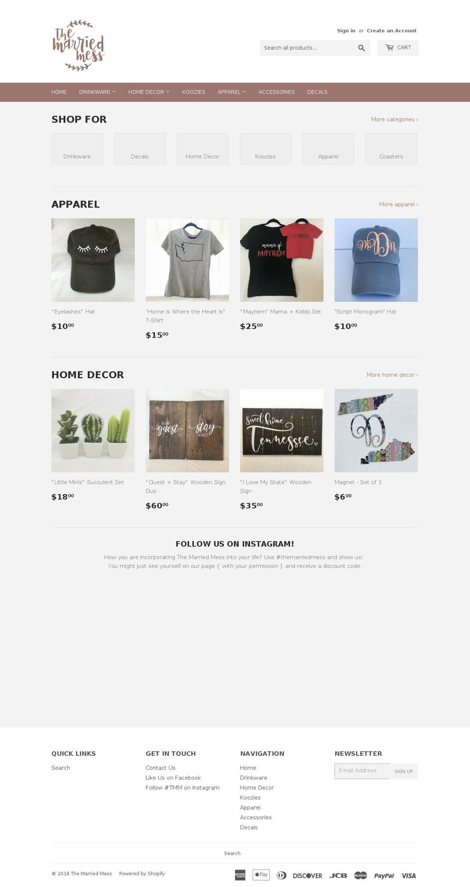 themarriedmess.com — Shopify storefront screenshot