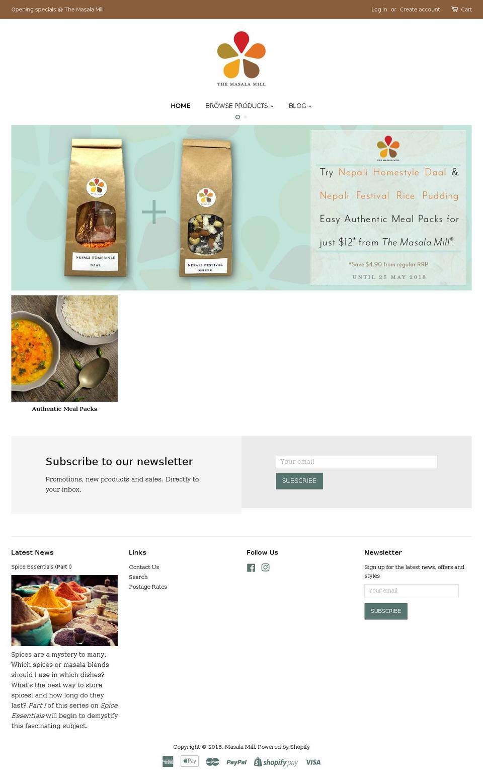 themasalamill.com — Shopify storefront screenshot