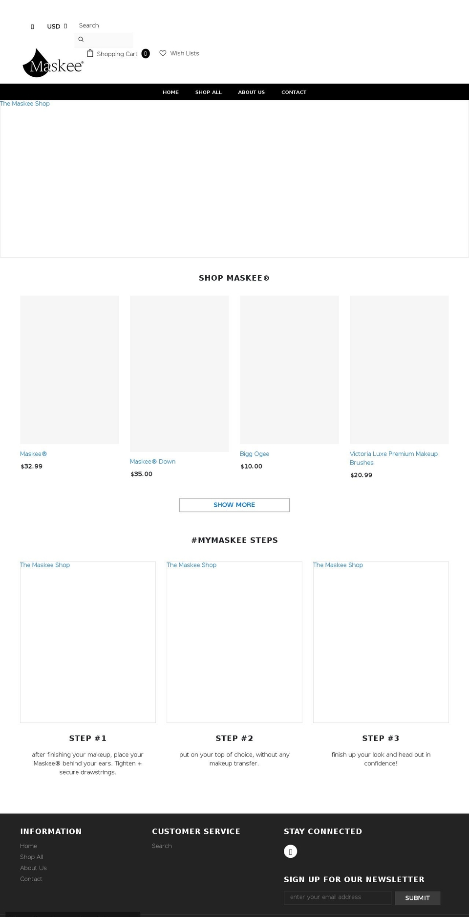 themaskeeshop.com shopify website screenshot
