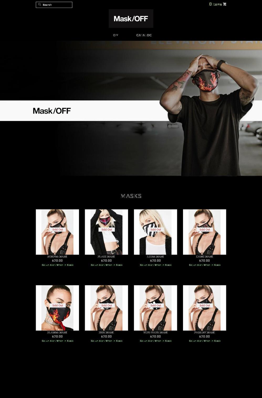 themaskoff.com shopify website screenshot