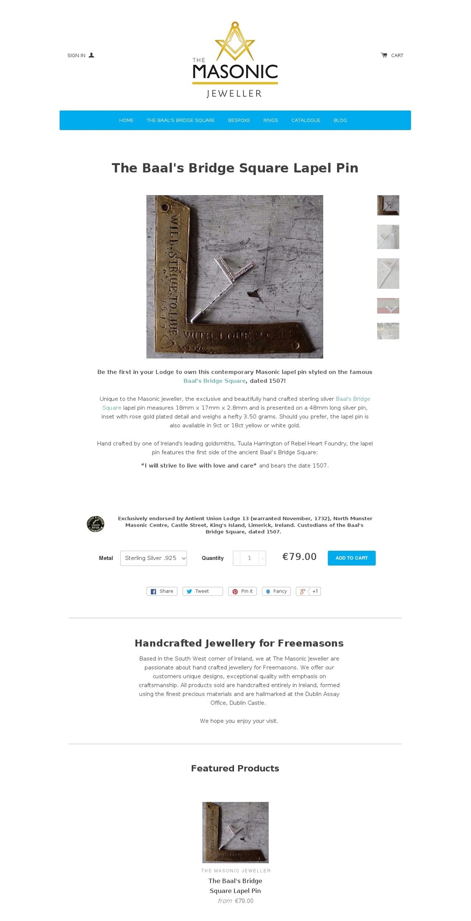 themasonicjeweller.com shopify website screenshot