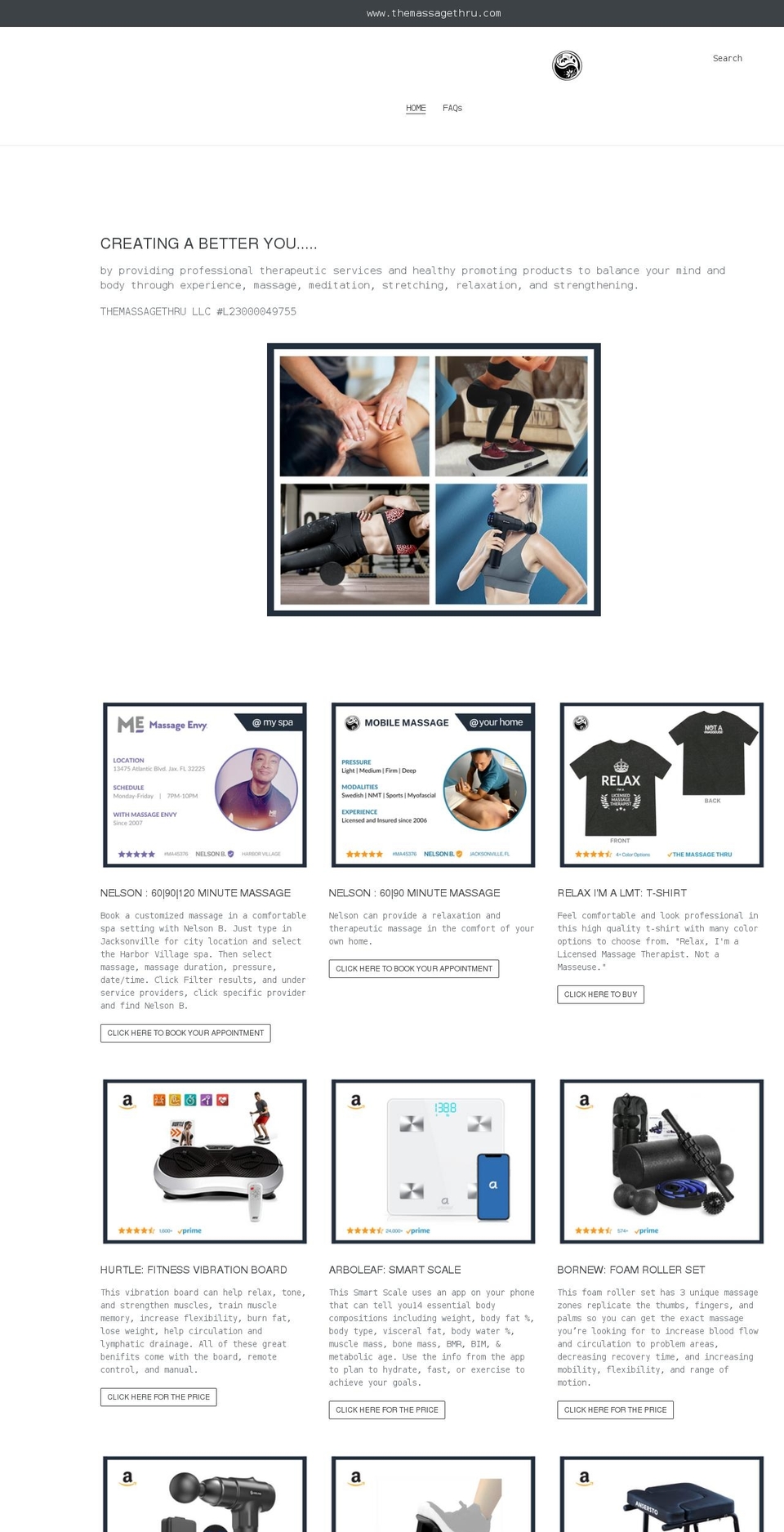 themassagethru.com shopify website screenshot