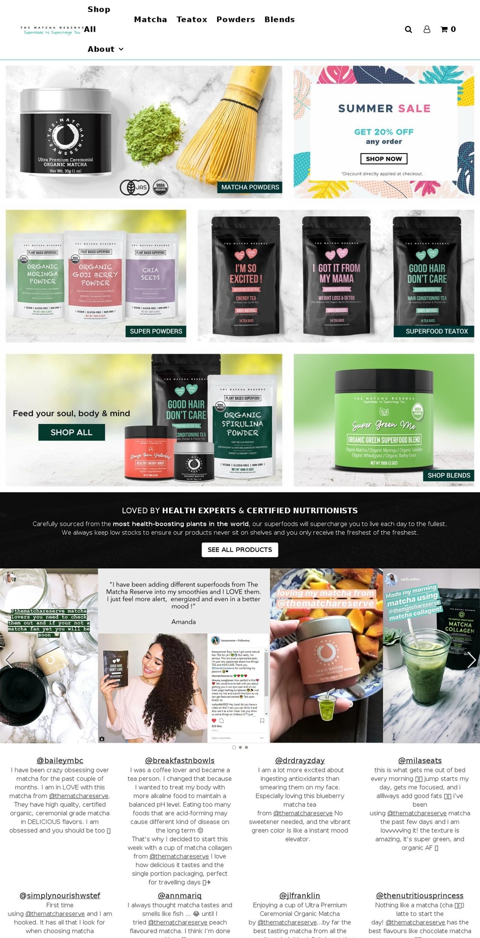 thematchareserve.com shopify website screenshot