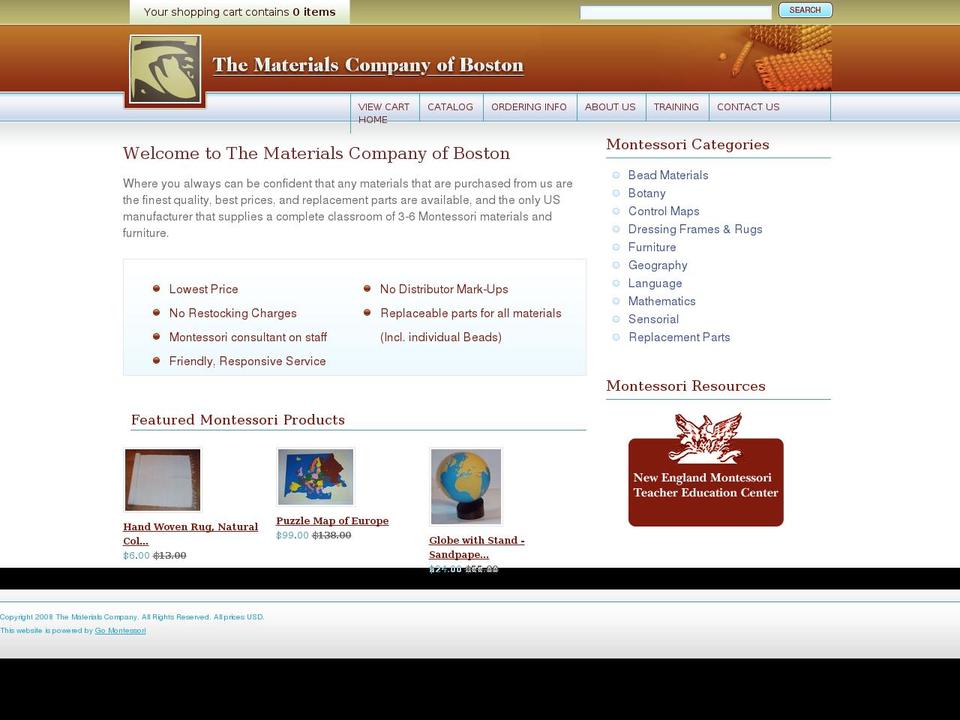 thematerialscompany.com shopify website screenshot