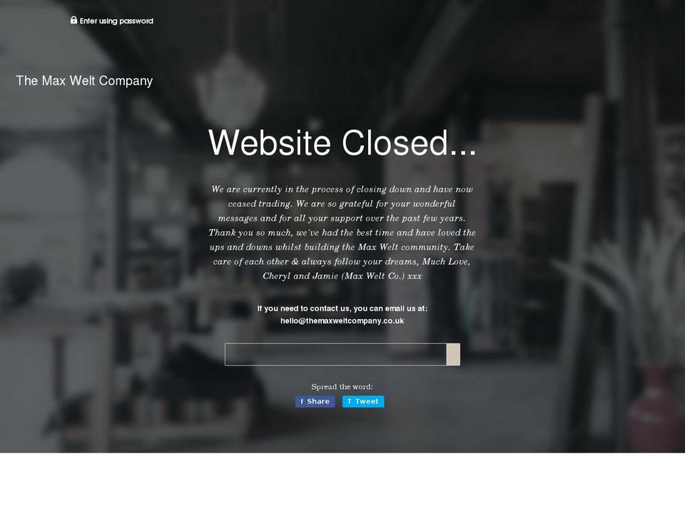 themaxweltcompany.co.uk shopify website screenshot
